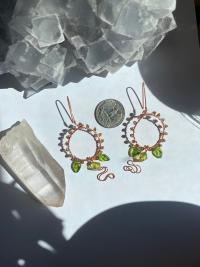 Leafy Crystal Copper Earrings