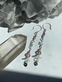 Lavender Crystal Flower .925 Silver Earrings | Spring Fever Collection