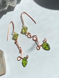 Crystal Leaf Copper Earrings