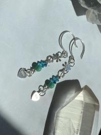 Teal Crystal Flower .925 Silver Earrings | Spring Fever Collection