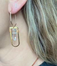 Quartz Gold Hexagon Hoops