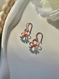 Natural Apatite Hammered Copper Fleur Earrings