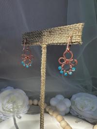 Natural Apatite Hammered Copper Fleur Earrings