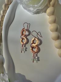 Natural Fluorite Hammered Copper Rings Earrings