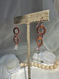 Natural Fluorite Hammered Copper Rings Earrings