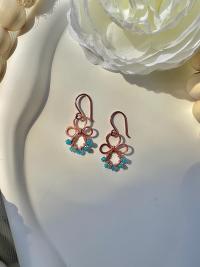 Natural Apatite Hammered Copper Fleur Earrings