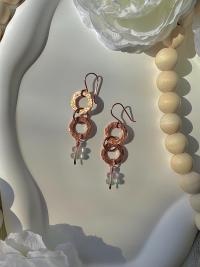 Natural Fluorite Hammered Copper Rings Earrings