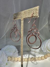 Oxidized Hammered Copper Dangle Earrings