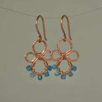 Natural Apatite Hammered Copper Fleur Earrings
