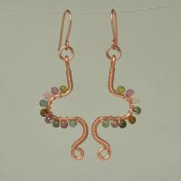 Tourmaline & Copper Eclectic Freeform Shape Earrings