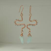 Aquamarine & Copper | Eclectic Freeform Dangle Earrings