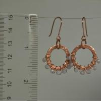 Blue Lace Agate & Hammered Copper Beaded Halo Earrings