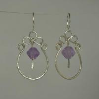 Amethyst & Hammered Sterling Silver Statement Earrings