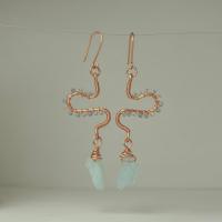 Aquamarine & Copper | Eclectic Freeform Dangle Earrings