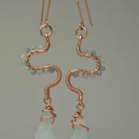 Aquamarine & Copper | Eclectic Freeform Dangle Earrings
