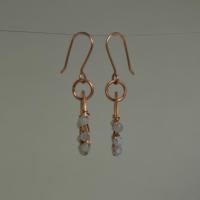 Blue Lace Agate & Hammered Copper Beaded Halo Earrings