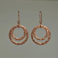 Hammered Copper Circles Dangle Earrings