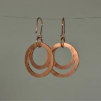 Hammered Copper Circles Dangle Earrings