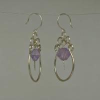 Amethyst & Hammered Sterling Silver Statement Earrings