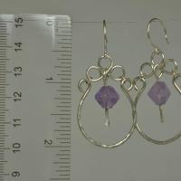 Amethyst & Hammered Sterling Silver Statement Earrings