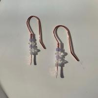 Minimalist Natural Herkimer Diamond and Tanzanite Hammered Copper Earrings