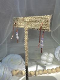 Minimalist Natural Herkimer Diamond and Tanzanite Hammered Copper Earrings