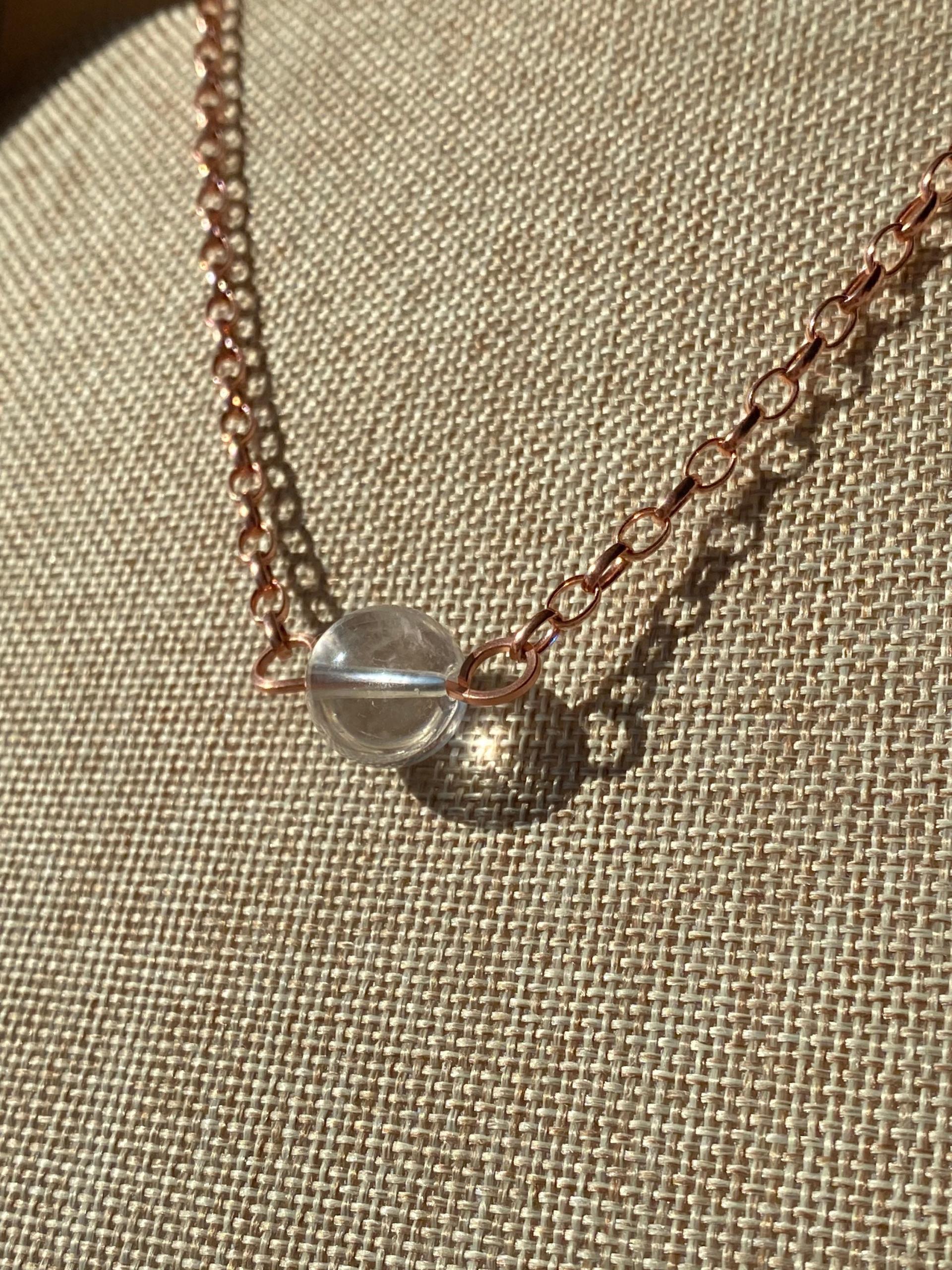 Optical Quartz Sphere Copper Choker Necklace