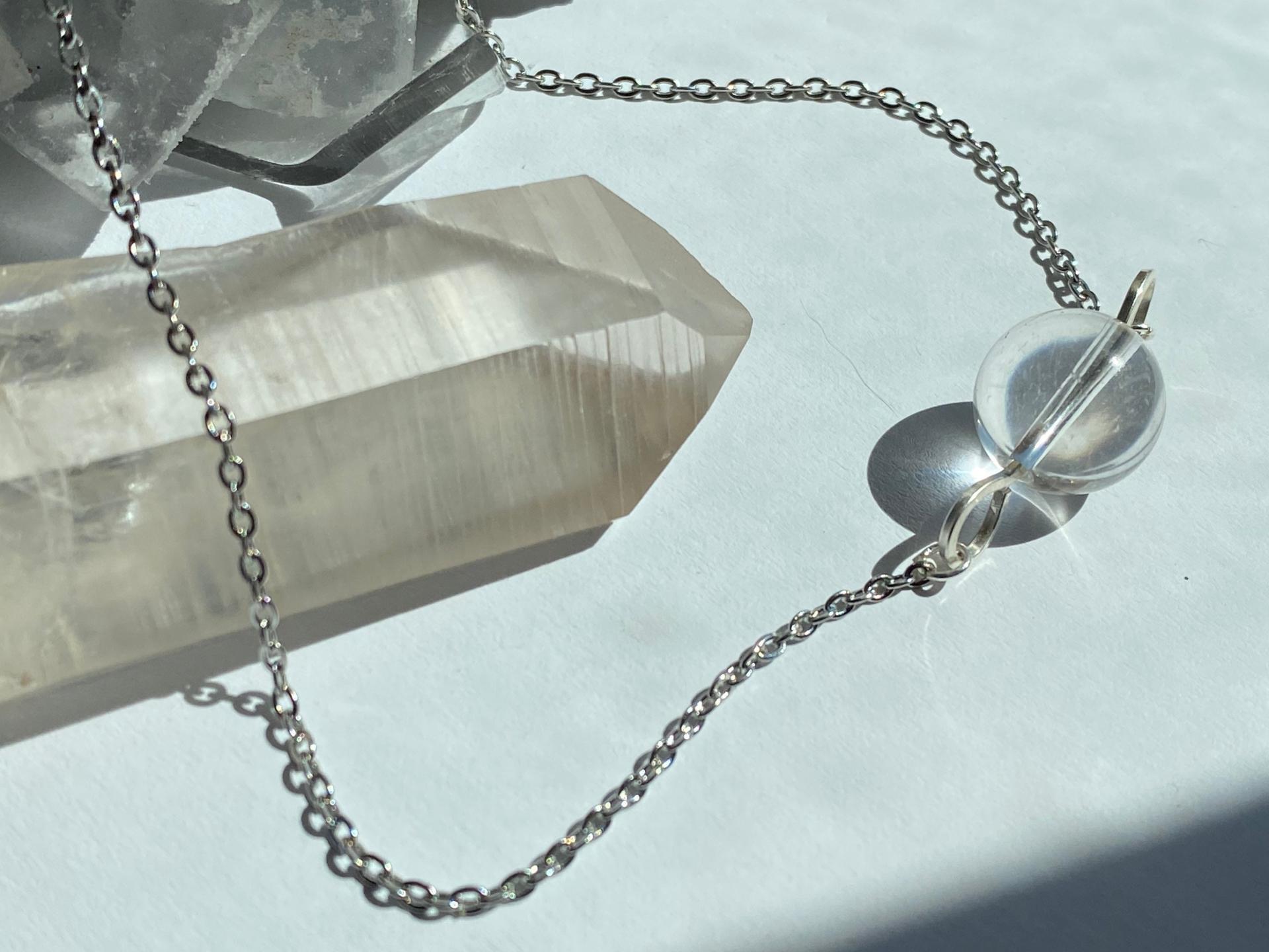 ONE of a KIND, HANDMADE Optical Quartz Sphere Choker Necklace