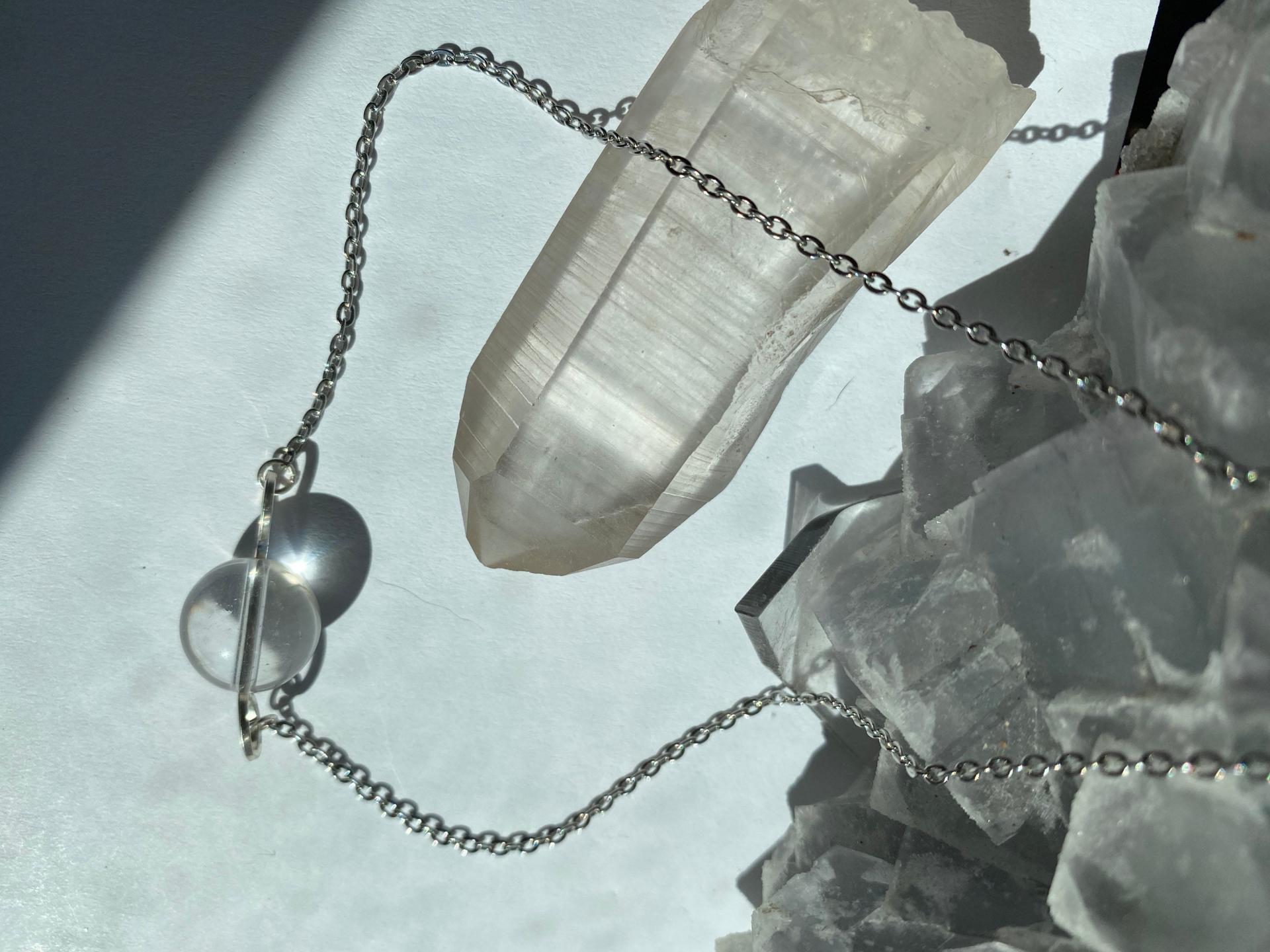 ONE of a KIND, HANDMADE Optical Quartz Sphere Choker Necklace