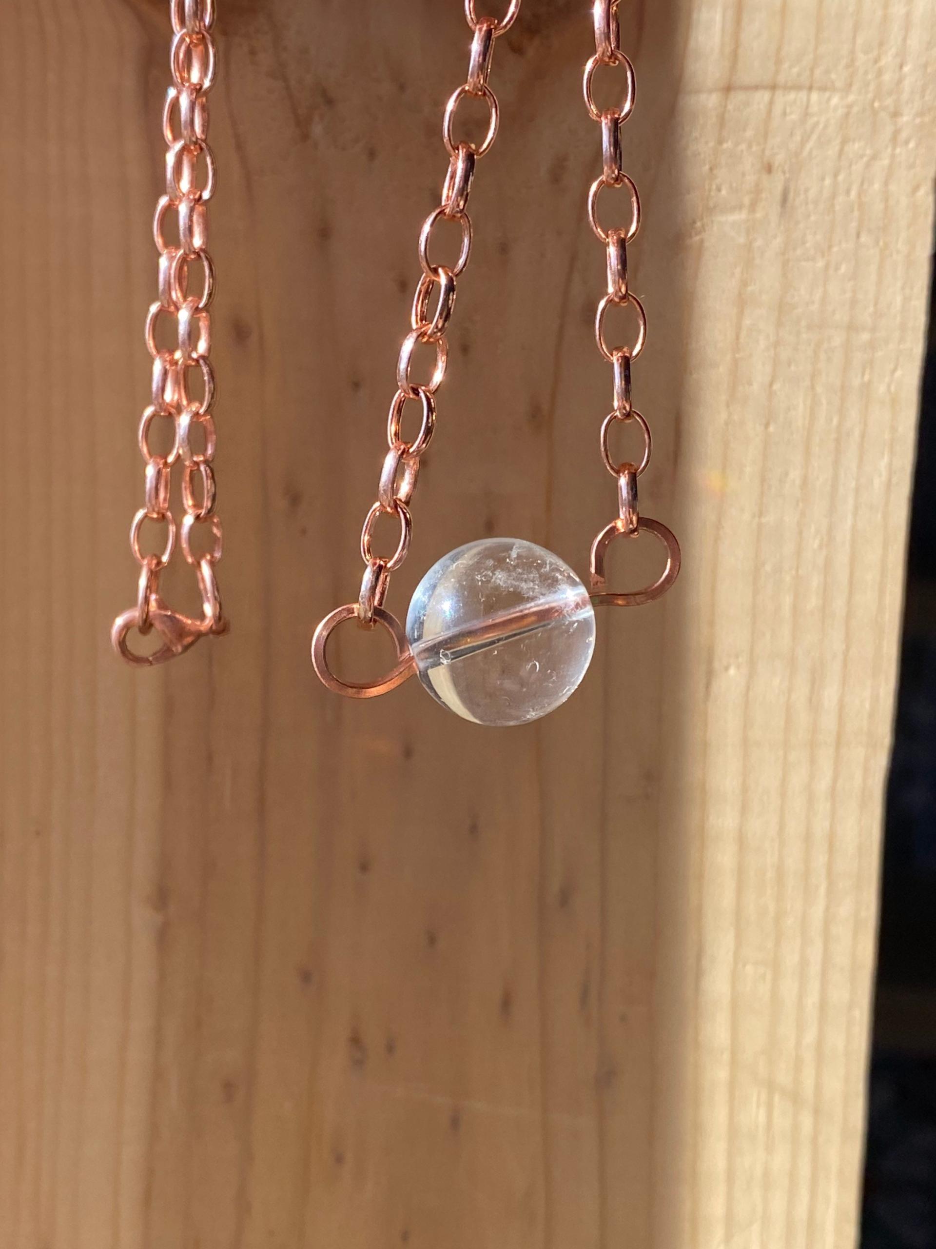Optical Quartz Sphere Copper Choker Necklace