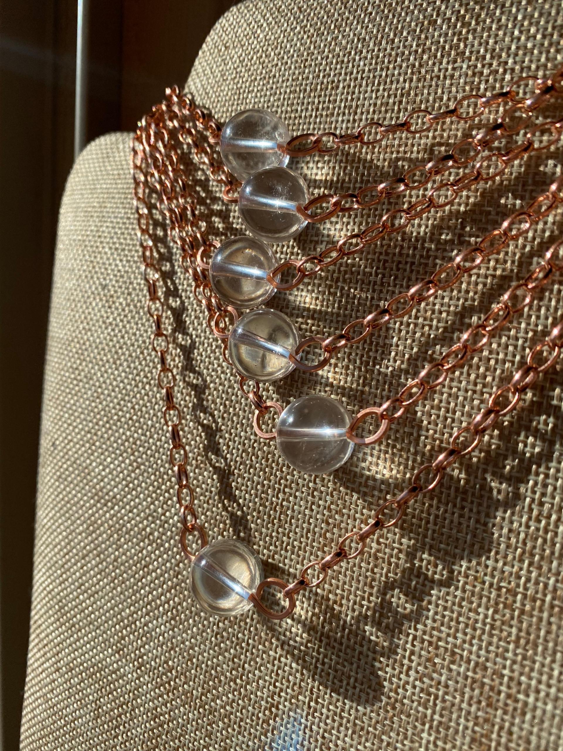 Optical Quartz Sphere Copper Choker Necklace