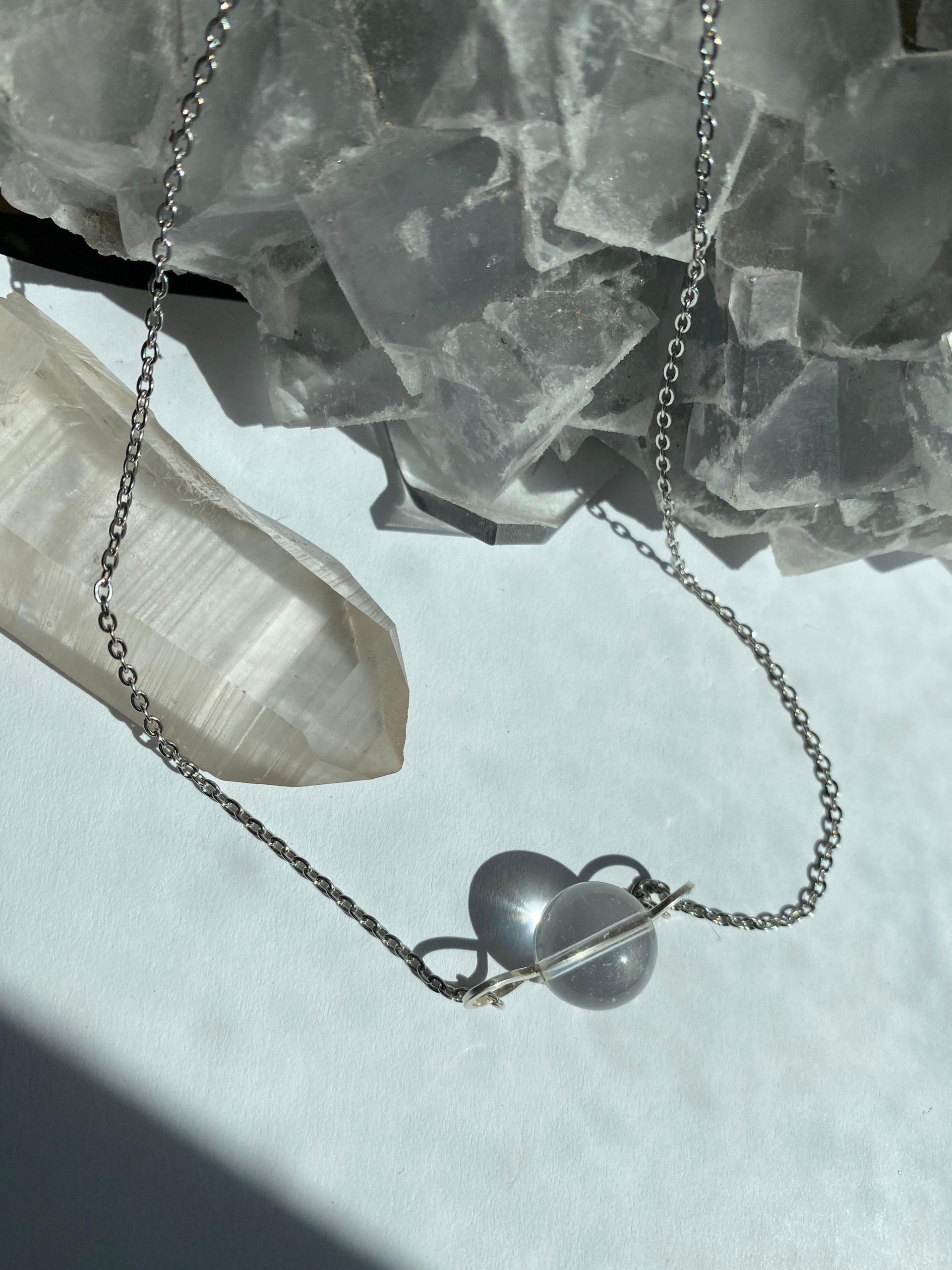 ONE of a KIND, HANDMADE Optical Quartz Sphere Choker Necklace