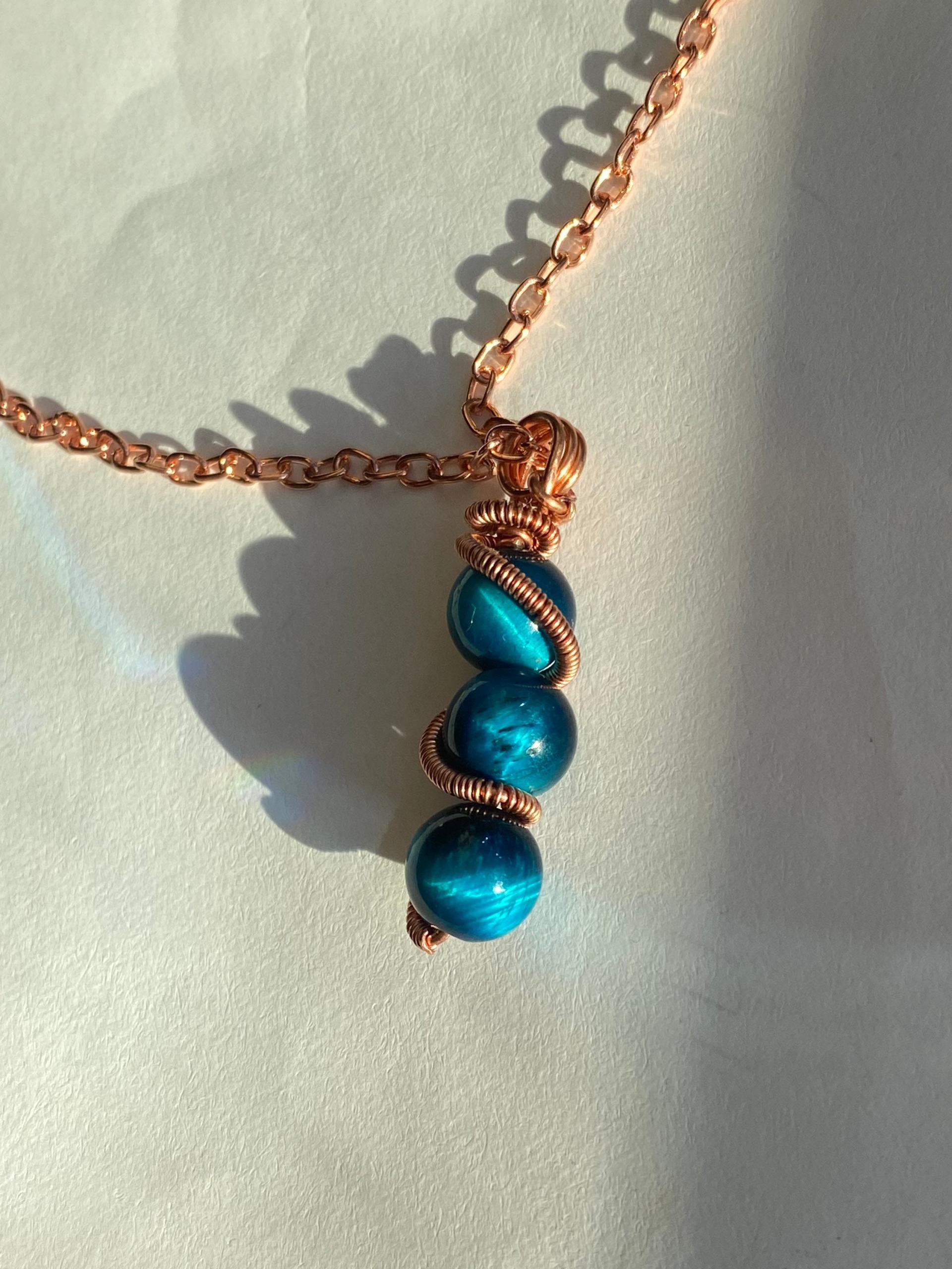 Colored Tiger Eye Copper Necklace