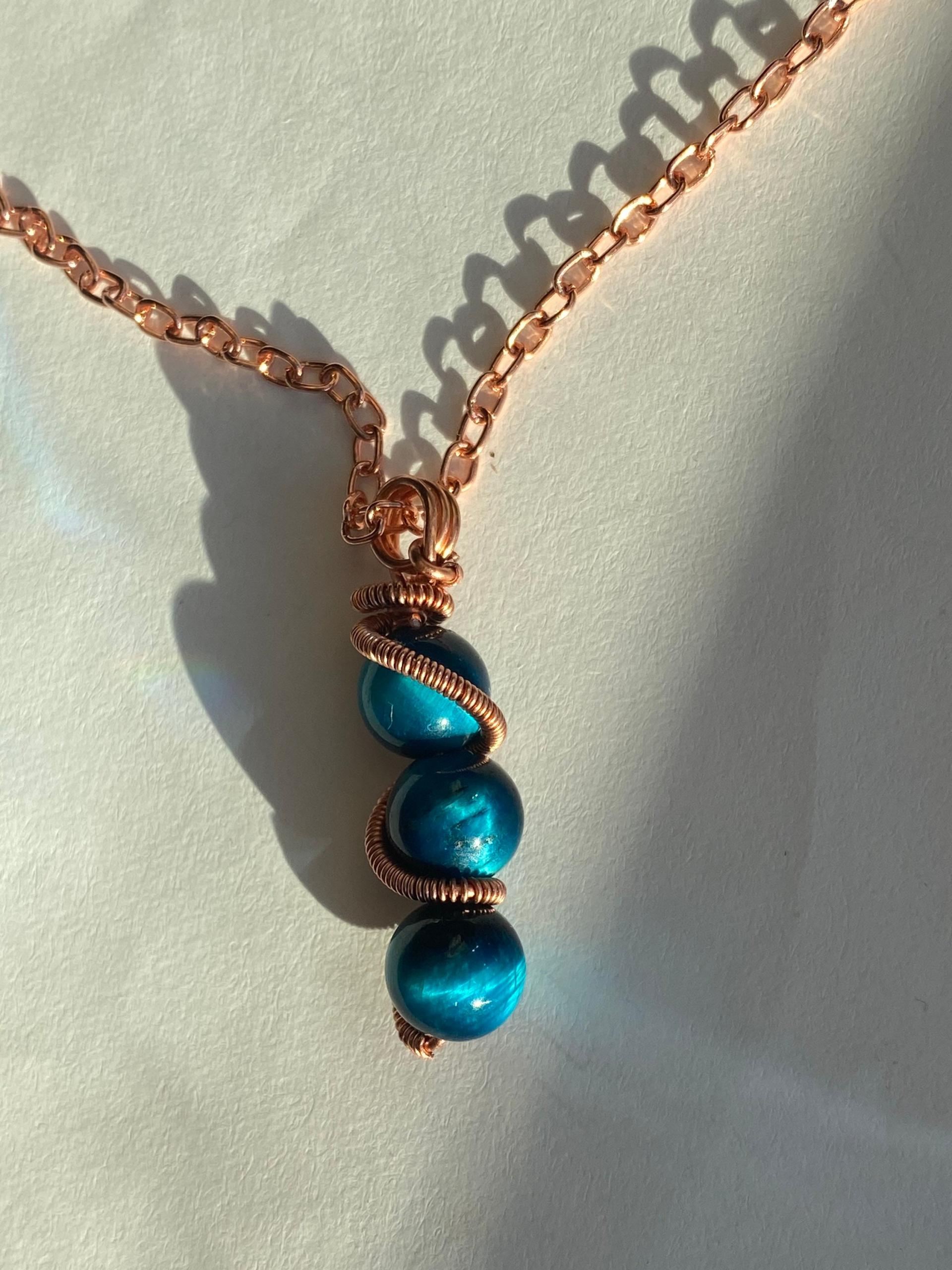 Colored Tiger Eye Copper Necklace