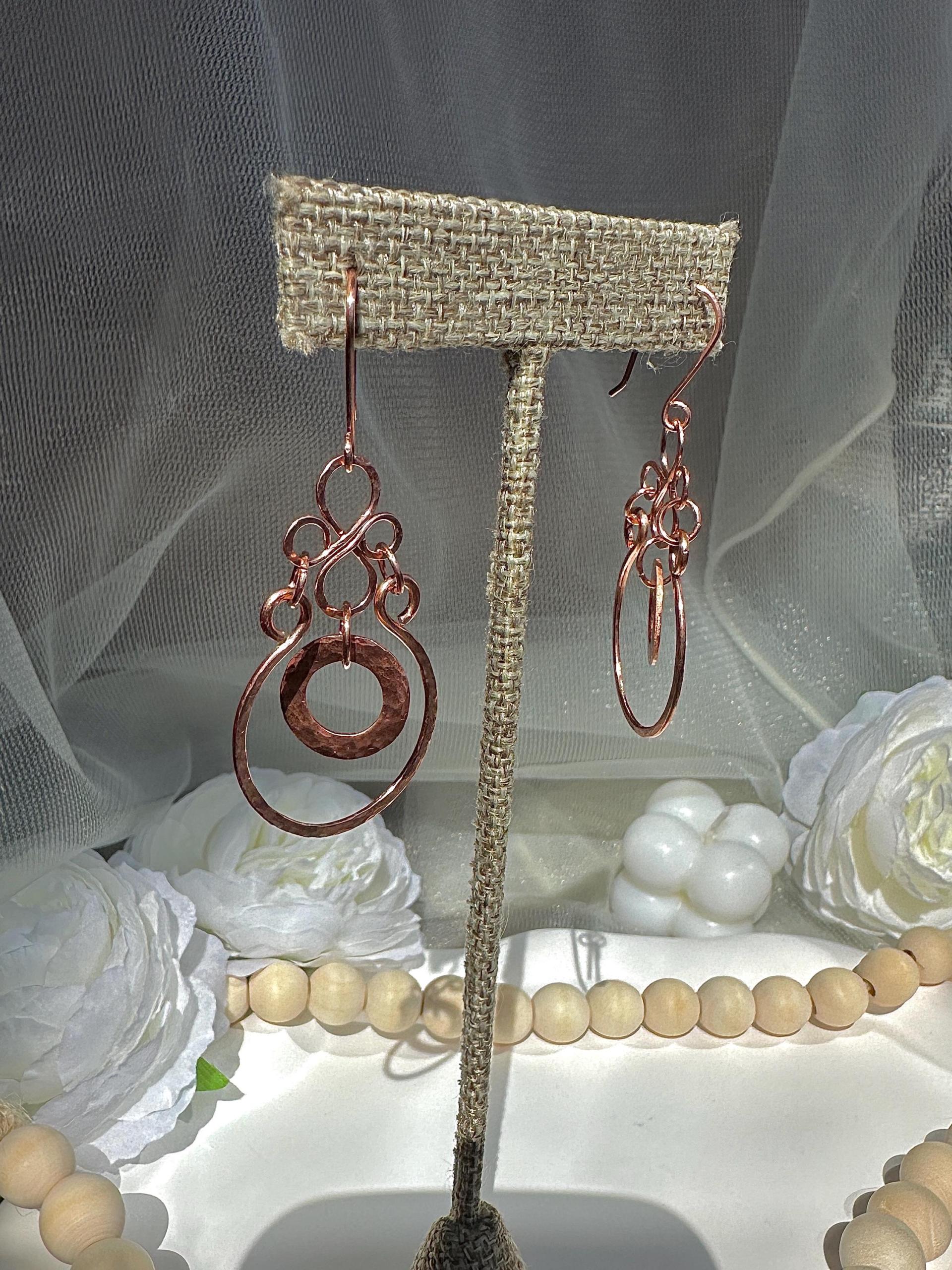 Hammered Copper Dangle Earrings