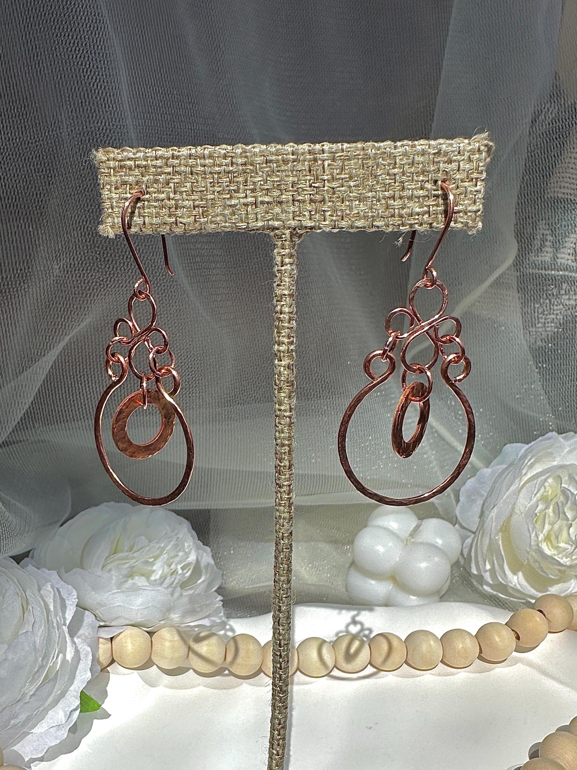 Hammered Copper Dangle Earrings