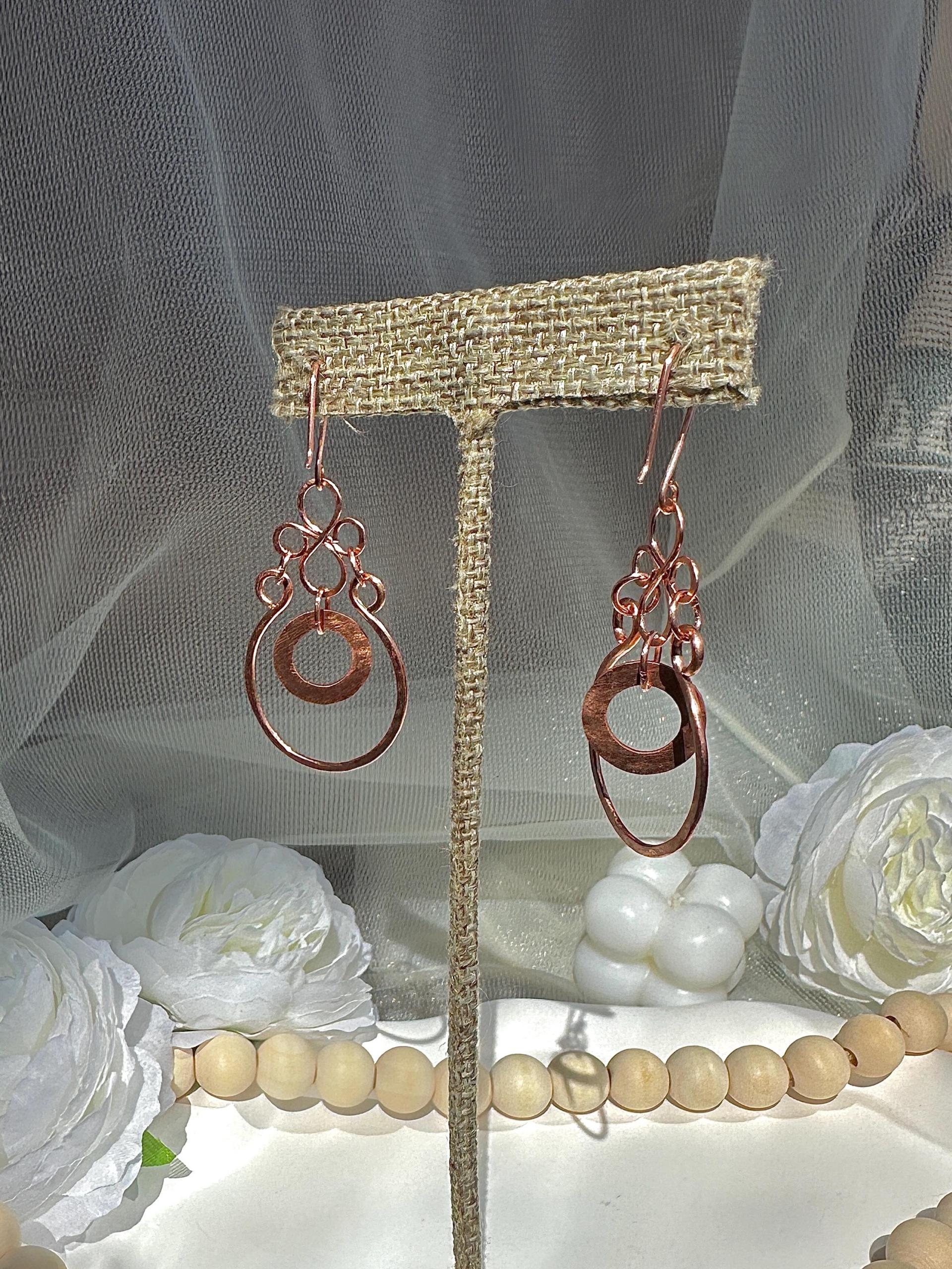 Hammered Copper Dangle Earrings
