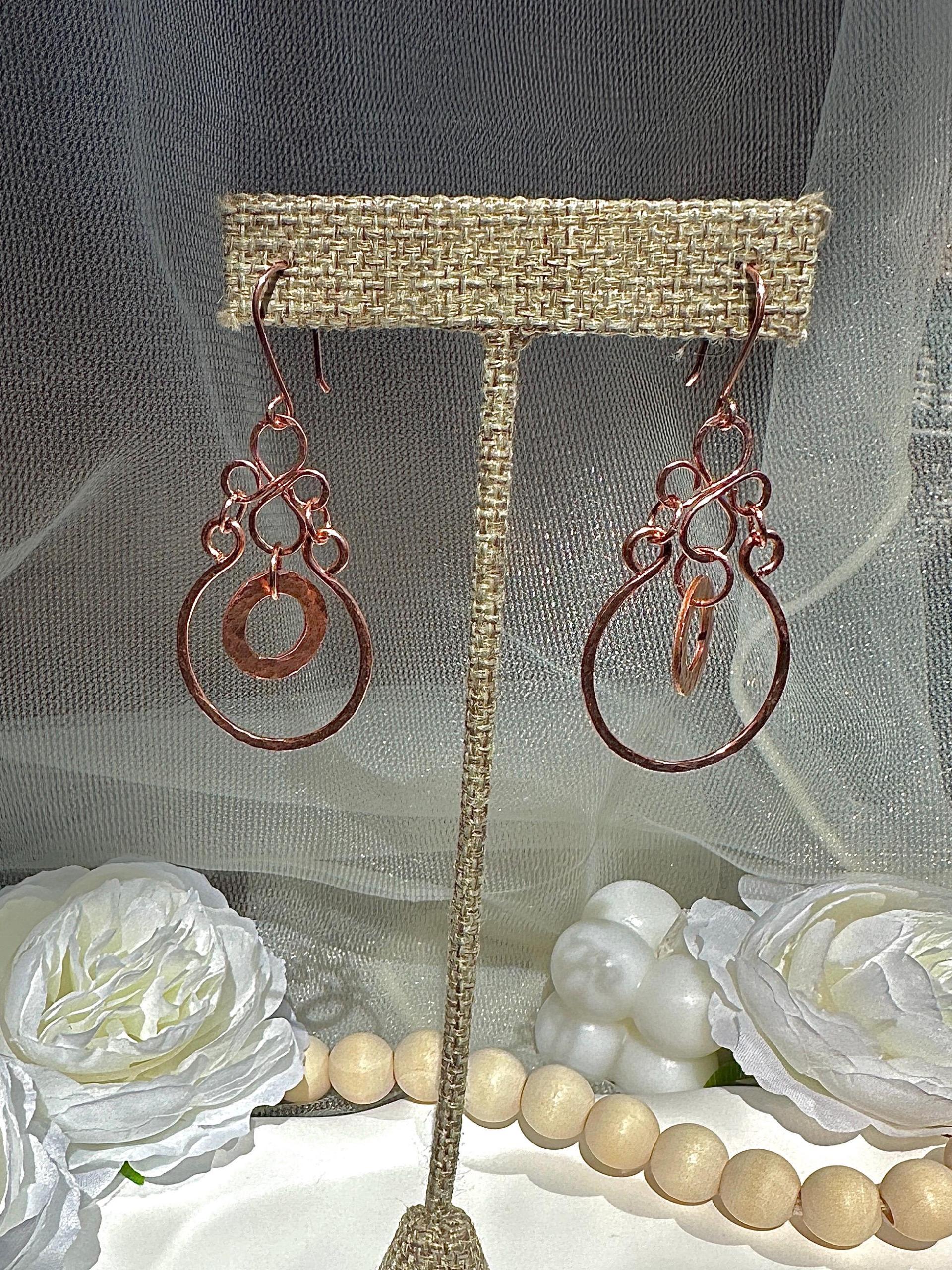 Hammered Copper Dangle Earrings
