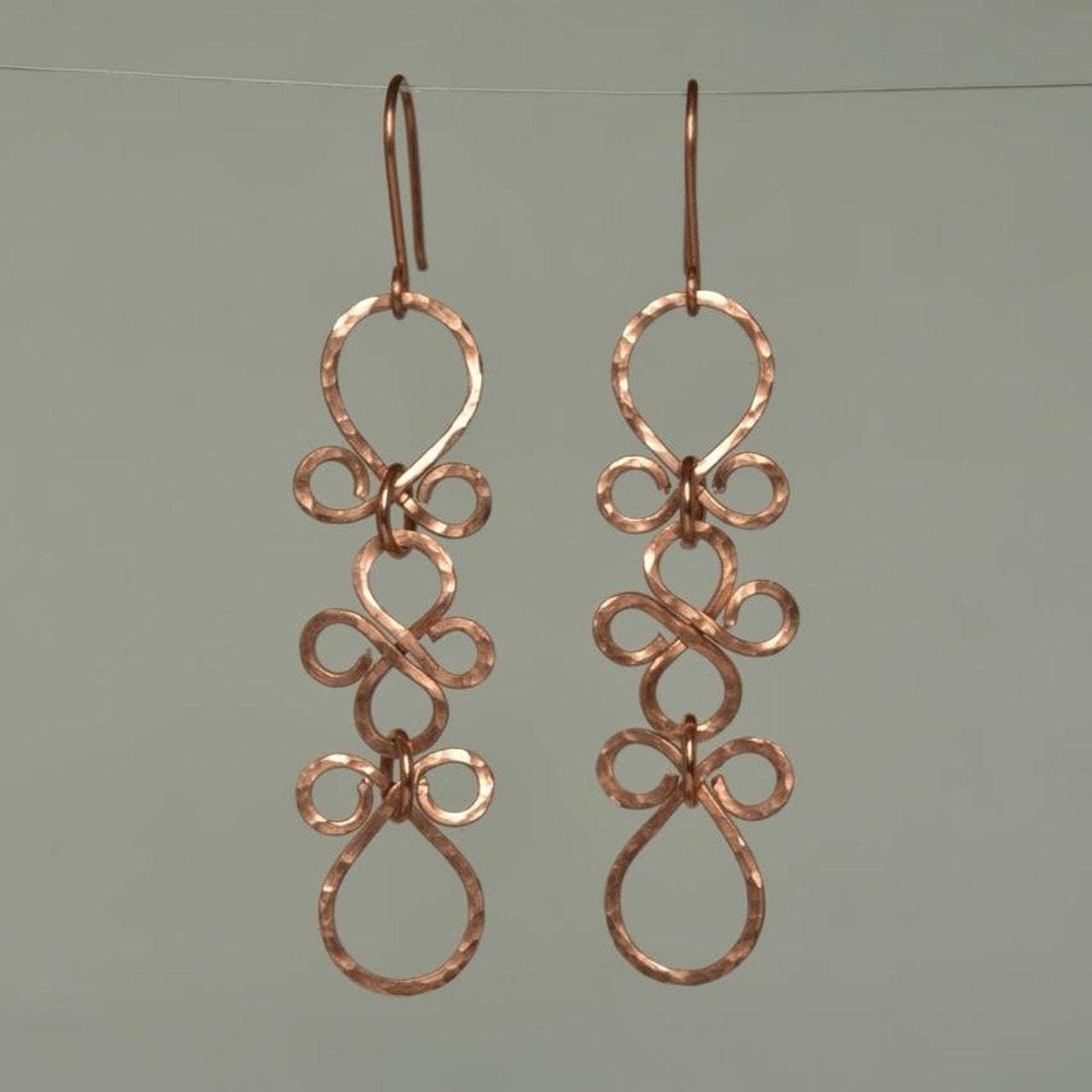 Hammered Copper Fleur Dangle Earrings