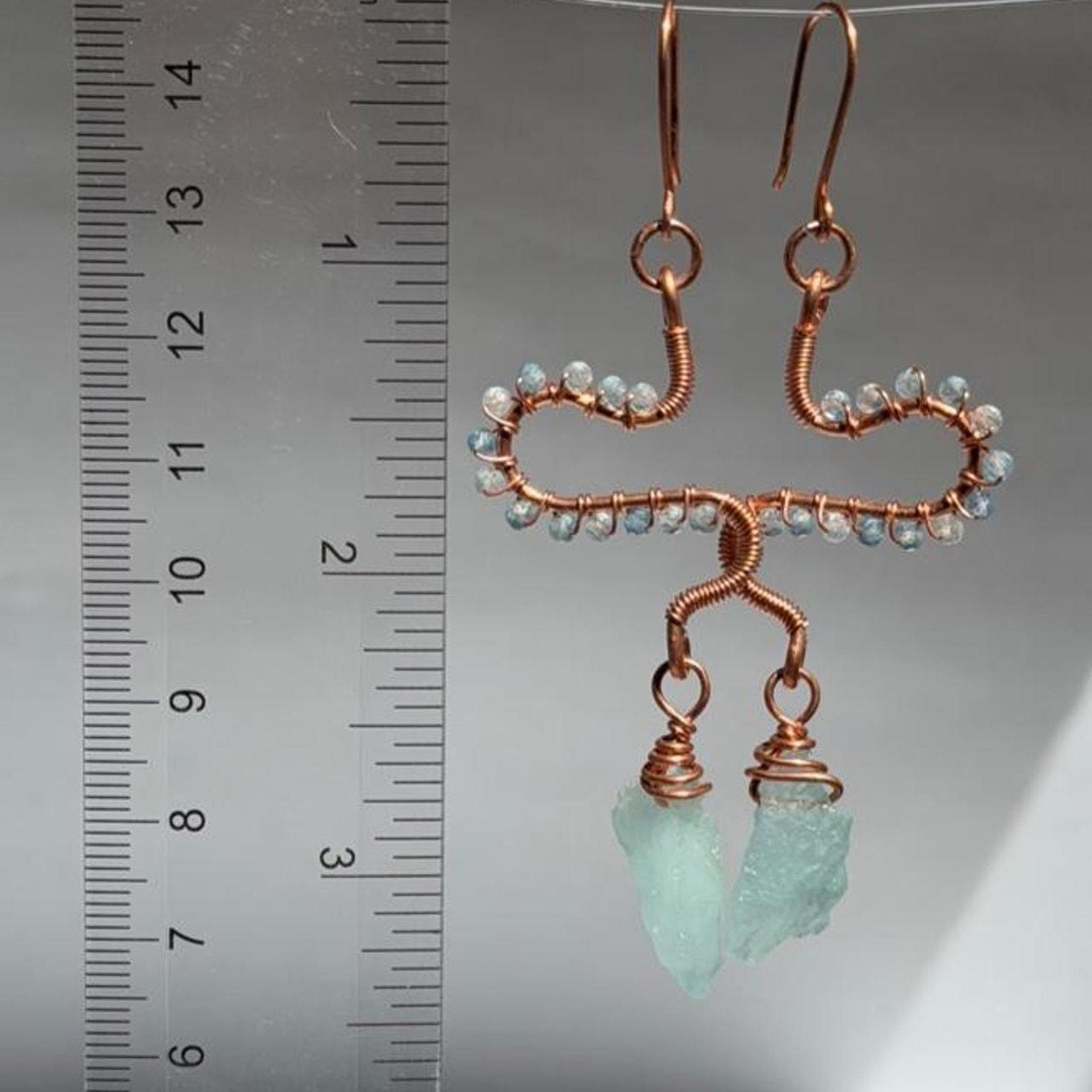 Aquamarine & Copper | Eclectic Freeform Dangle Earrings
