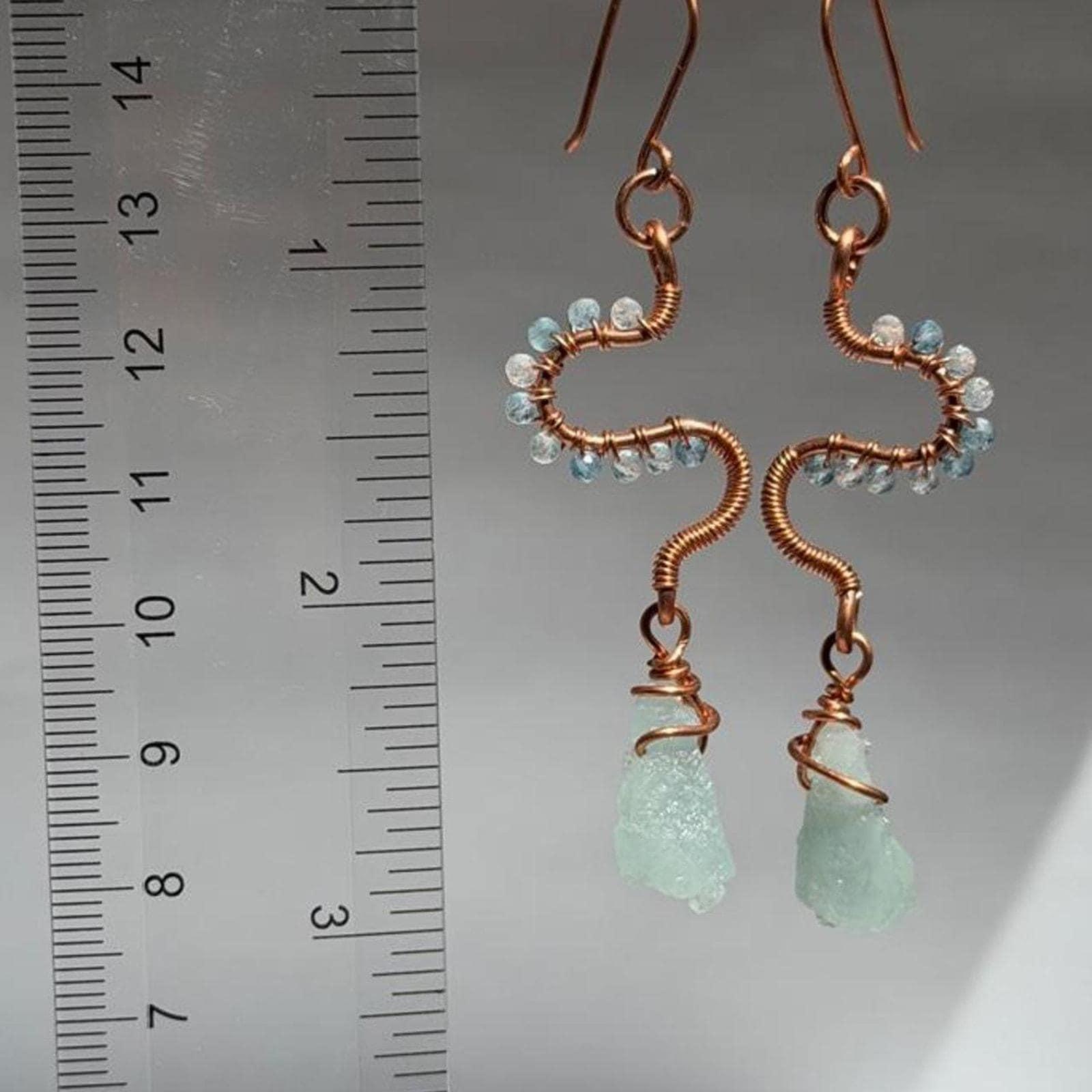 Aquamarine & Copper | Eclectic Freeform Dangle Earrings