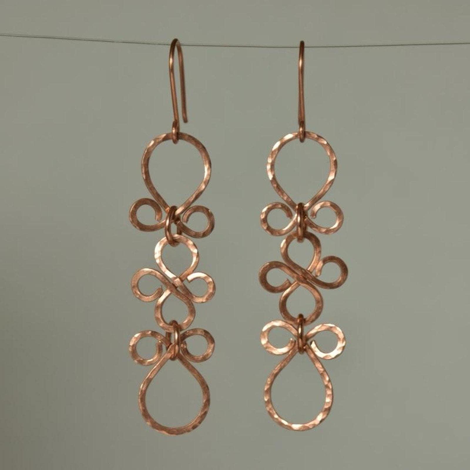 Hammered Copper Fleur Dangle Earrings