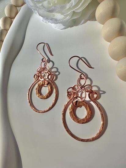 Hammered Copper Dangle Earrings